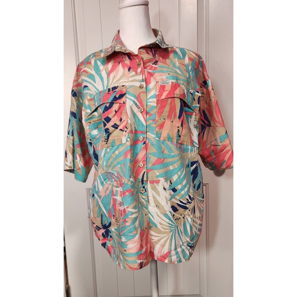 VTG Cabrais Multicolor AOP Floral Hawaiian Button Up Casual Shirt Womens Sz 10P